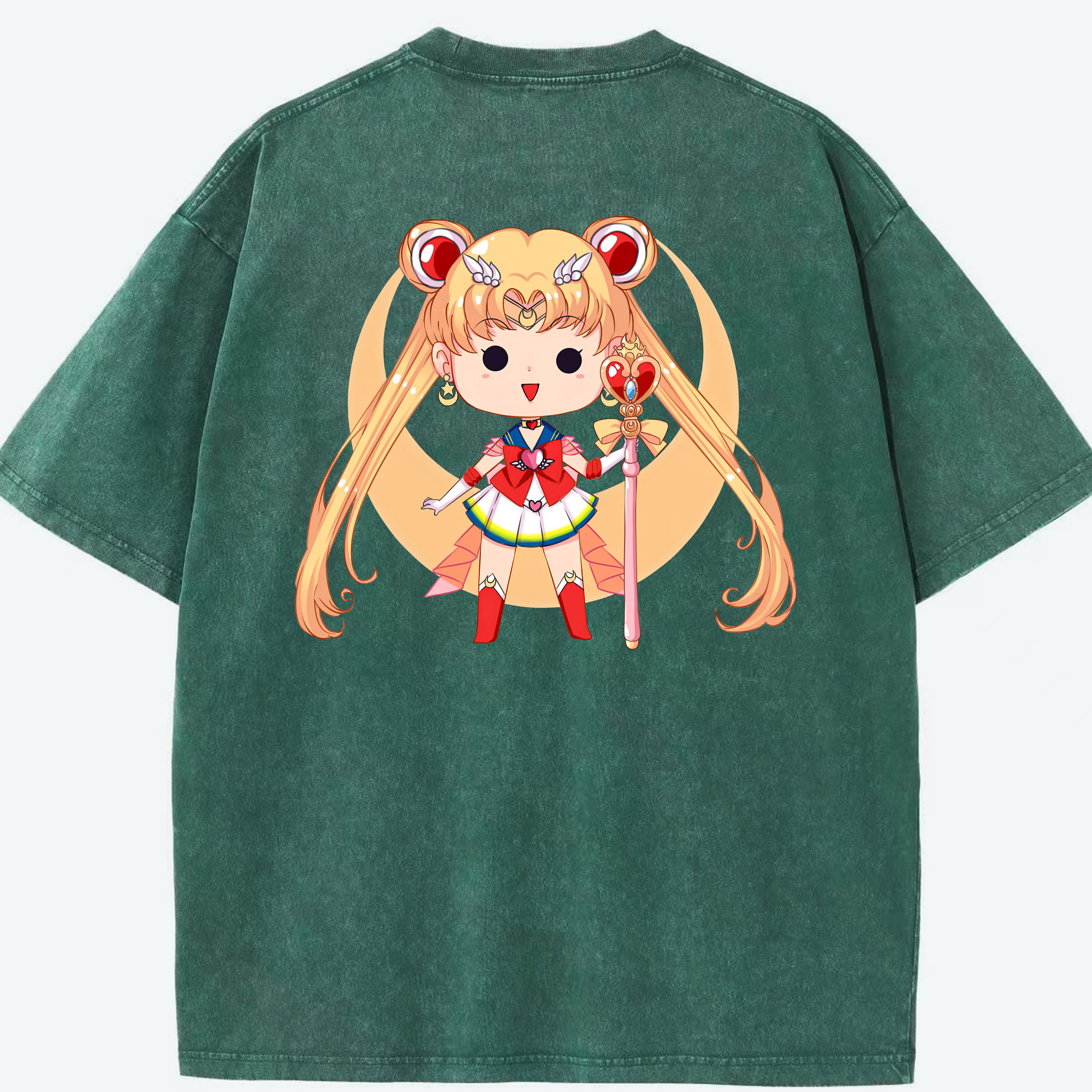 （画像用） 美少女戦士セーラームーン 月野 うさぎ つきの うさぎ Sailor Moon Tsukino Usagi 綿100% ヴィンテージ風 半袖Tシャツ（背面プリント）